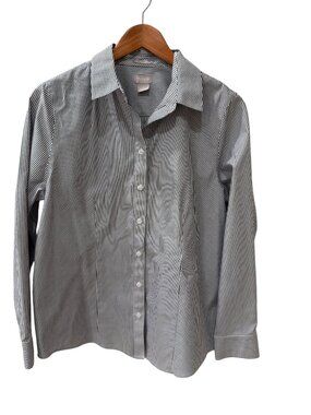 Chico’s Striped Button Down Shirt No Iron Coolmax Size 1 (US 8/10)